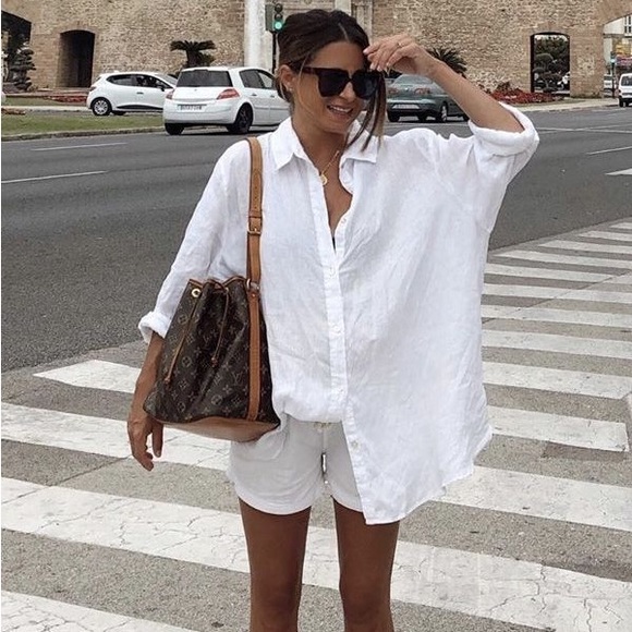 Zara Tops White Zara Linen Oversized Button Down Size Xxl Poshmark
